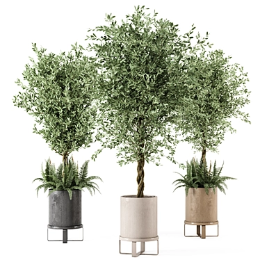 Artificial Indoor Plants Set with Ferm Living Bau Pot 3D model image 1 