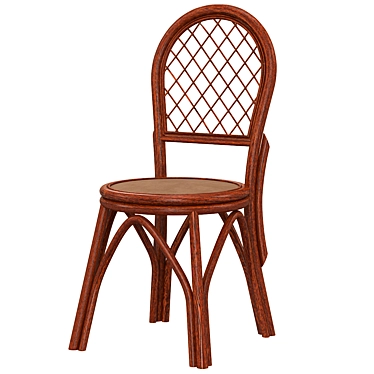 Wicker Rattan Wooden Dining Chair 3D model image 1 