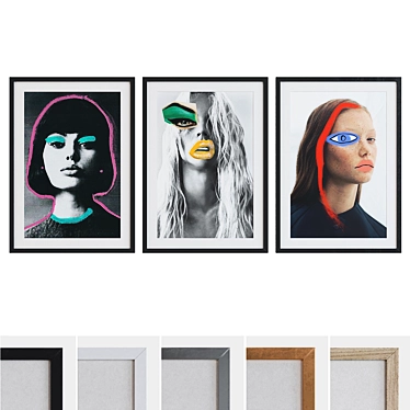 Modern Pop Art Collage Picture Frame Set 3D model image 1 