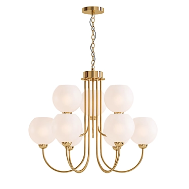 Indra 9-Light Brass Chandelier 3D model image 1 