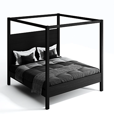 Elegant Osbaston Four-Poster Bed 3D model image 1 