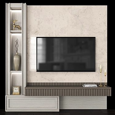 Modern TV Wall Set with 65" TV 3D model image 1 