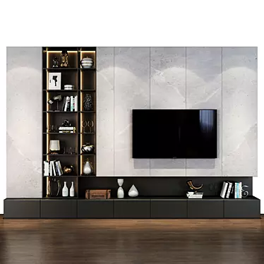 Milan Style Modern Living - TV Wall Decor 3D model image 1 
