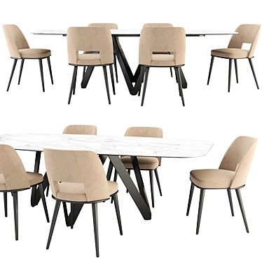 Elegant Foyer Chair & Cartesio Table 3D model image 1 
