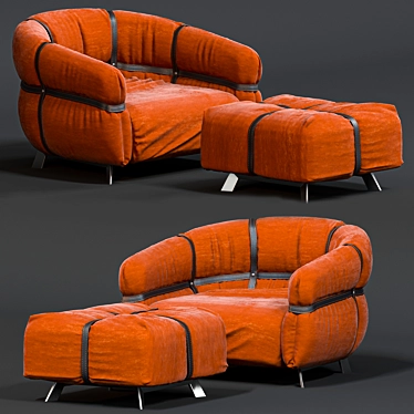 Luxury Leather Crossover Chair & Footrest 3D model image 1 
