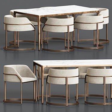 Marble & Velvet Dining Set: Deja Vu Chair + Canto Table 3D model image 1 