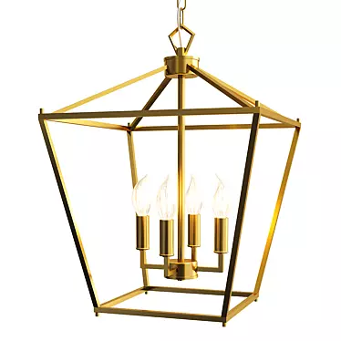 Vintage Wrought Iron Geometric Pendant 3D model image 1 