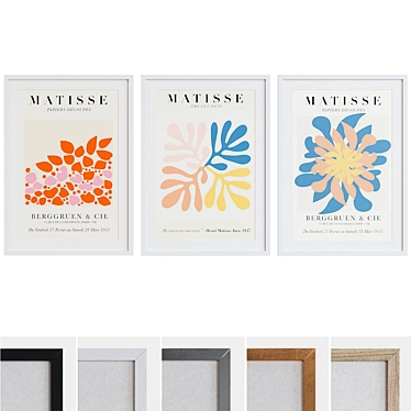 Modern Picture Frame Set with Matisse Art 3D model image 1 