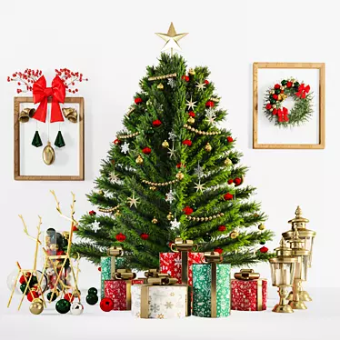 Festive Christmas Tree with Ornaments 3D model image 1 