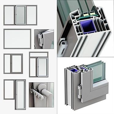 VEKA Windows - Smooth Geometry, Multiple Materials 3D model image 1 