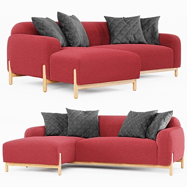 Modern MOLN Chaise Sofa: Real-life Size 3D model image 1 