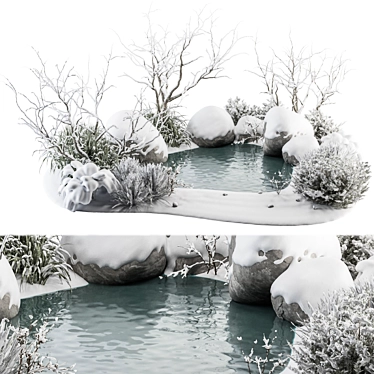 Snowy Lake Landscape Furniture - Set 3D model image 1 