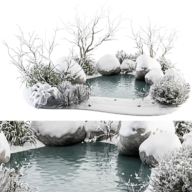 Snowy Lake Landscape Furniture 3D model image 1 