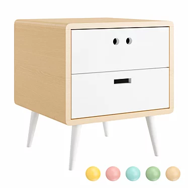 Sleek Mario Bedside Drawers 3D model image 1 