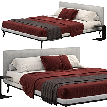 Luxury Italian B&B Italia Atoll Bed 3D model image 1 