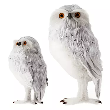 Artificial White Owl Sculpture 3D model image 1 