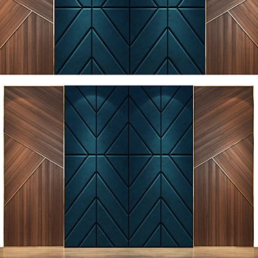 Rustic Wood Wall Panel Set 3D model image 1 