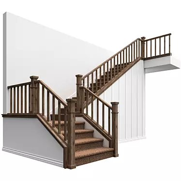Classic Stucco-Wood Staircase 3D model image 1 