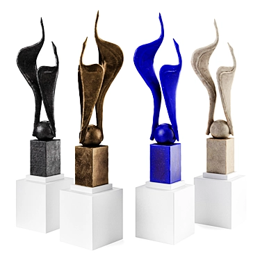 Elegant Cranes Modern Sculpture 3D model image 1 
