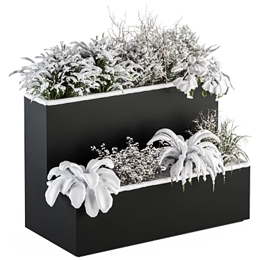 Snowy Outdoor Plant Box Set 3D model image 1 