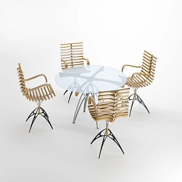 Elegant Table Chair Set 3D model image 1 