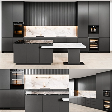 Modern Kitchen: Easy Edit & Color Change 3D model image 1 