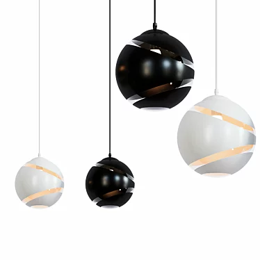 Nordic Round Glass Ball Pendant: Stylish E27 LED Hanging Lamp 3D model image 1 
