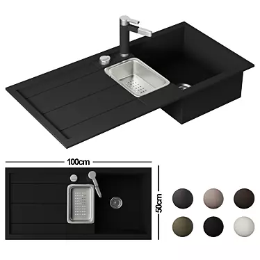 Modern Blanco Sink with Faucet: 6 Colors, Unwrapped, PBR & 4K textures 3D model image 1 