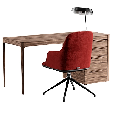 Modern Office Chair and Table Set 3D model image 1 