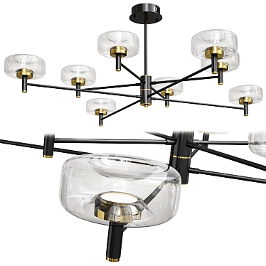 Sleek Black Sputnik Chandelier: Modern Aluminum Hanging Lamp 3D model image 1 