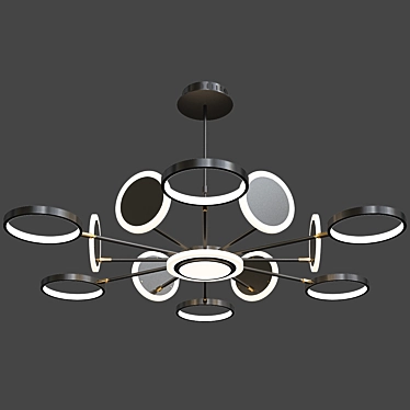 Nordic Metal Circle Chandelier: Sleek LED Pendant 3D model image 1 