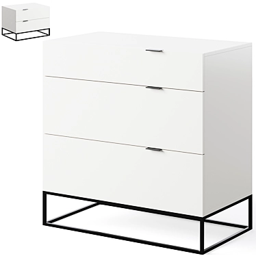 Plano Chest of Drawers and Bedside Table Set 3D model image 1 