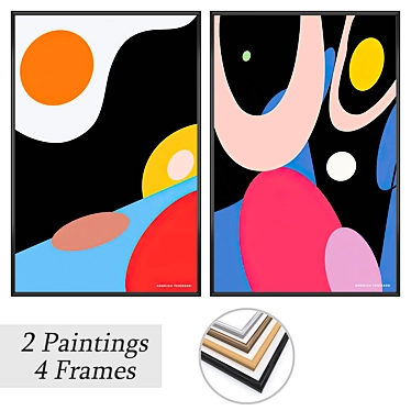 Title: Artful Impressions: 2 Paintings & 4 Frame Options 3D model image 1 