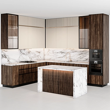 Customizable Modern Kitchen 3D model image 1 