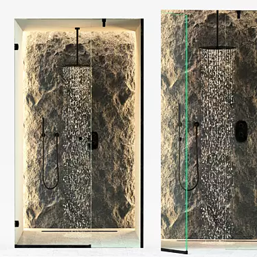 Stunning Stone Shower Simulate 3D model image 1 