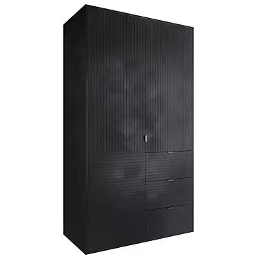 Modern Black Oak Wardrobe 3D model image 1 