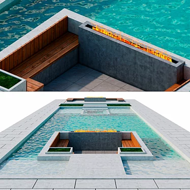 Sleek Oasis: Contemporary Pool 3D model image 1 