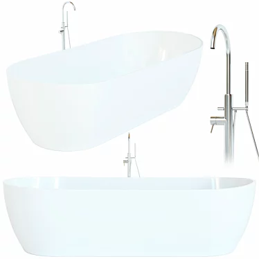 Luxurious Double Ended Solid Surface Bath 3D model image 1 