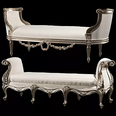 Elegant Rococo-inspired Bench 3D model image 1 