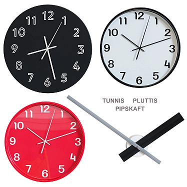 Unique Modern Wall Clocks: Tunnis, Pluttis & Pipskaft 3D model image 1 