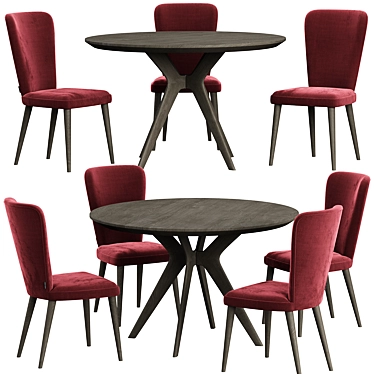 Clark Table & Post Chair Set 3D model image 1 