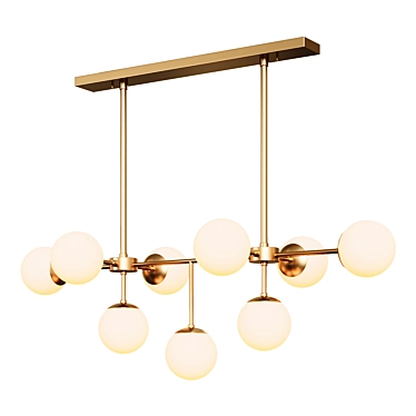Antique Brass Chandelier with White Glass 3D model image 1 