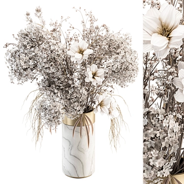 Elegant White Floral Arrangement 3D model image 1 