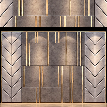 Elegant Wood and Metal Wall Panel 3D model image 1 