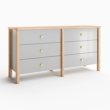 Modern Gray Wooden Chest of Drawers 3D model image 1 