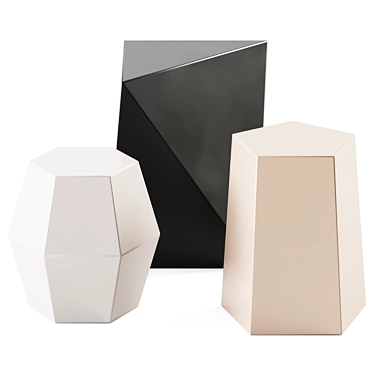 Faceted End Tables Set 3D model image 1 