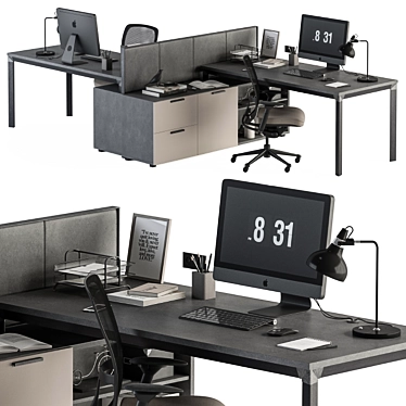 Modern Employee Set - Brown/Black 3D model image 1 
