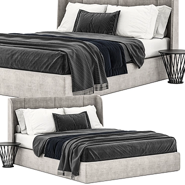 Modern Gray Bed - Ikea Tufjord 3D model image 1 