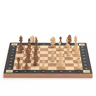 Classic Wooden Chess Set - 40x40cm 3D model image 1 