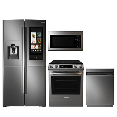 Samsung Appliance Set: Fridge, Range, Dishwasher 3D model image 1 